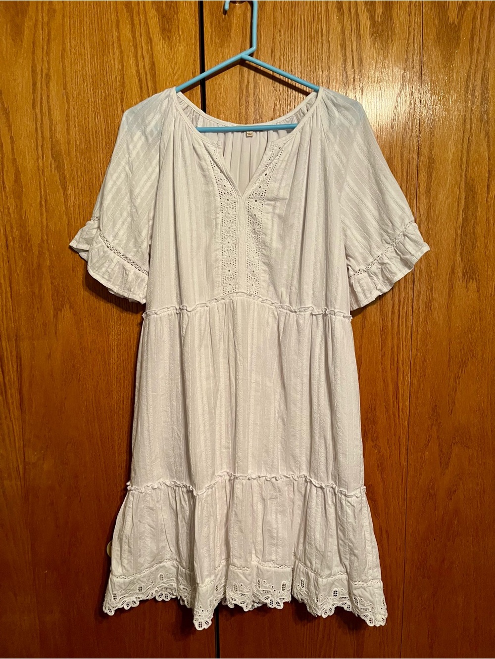 Boho Eyelet Midi Dress in White